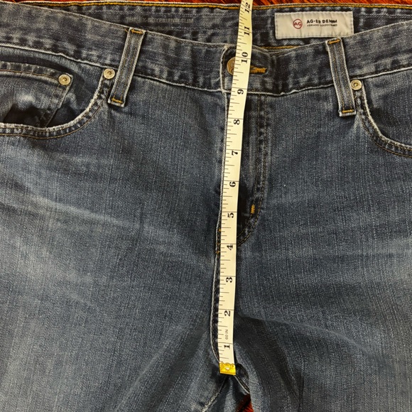 Ag denim pants size 33R women’s. Ripped knees. Straight leg. Previously owned. - Picture 5 of 9